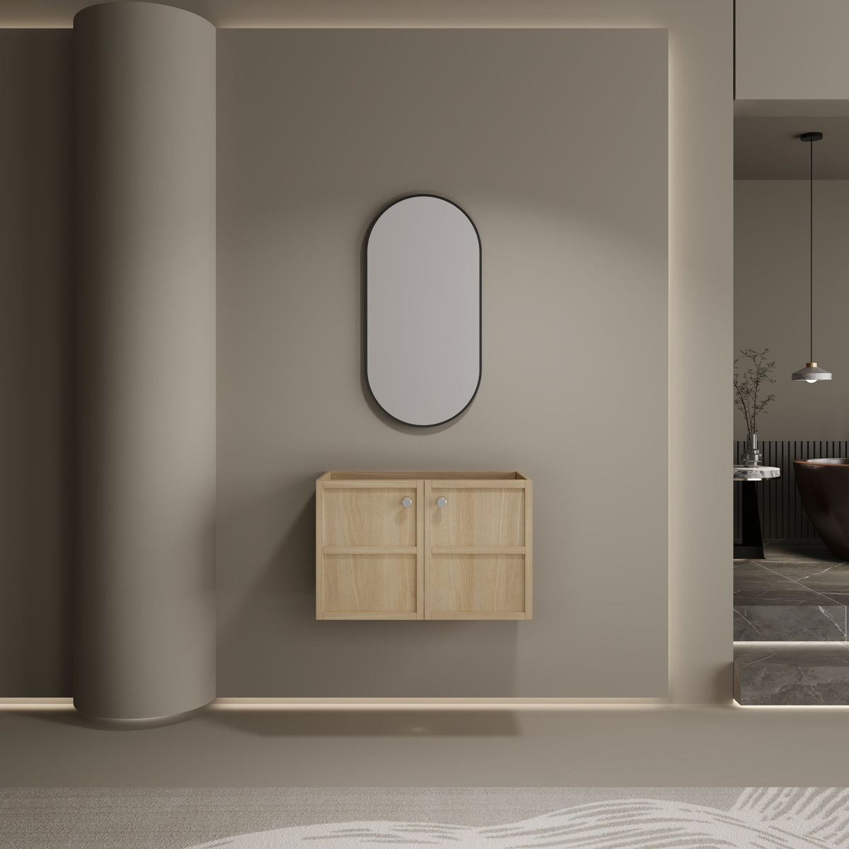 Modern Wall Mounted Bathroom Vanity With Soft Closing Doors