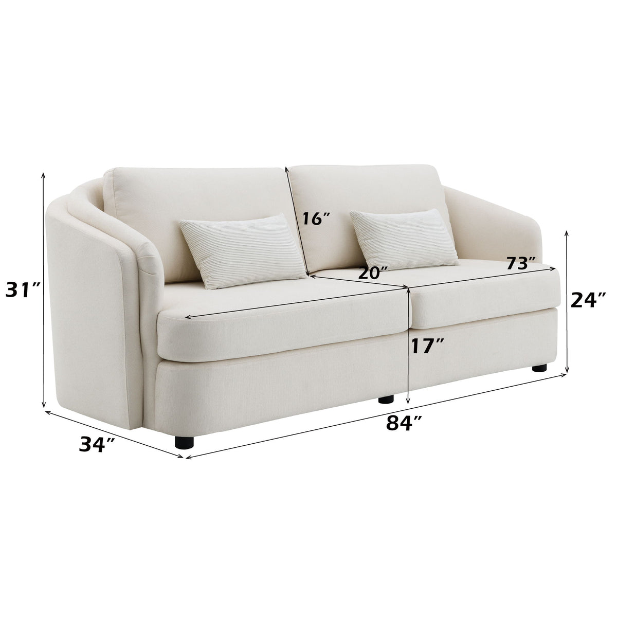 Mariko - 3 Piece Living Room Set Sofa Loveseat Chair - Beige