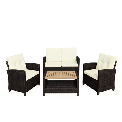 Modern All-Weather Patio Set With Cushions And Table