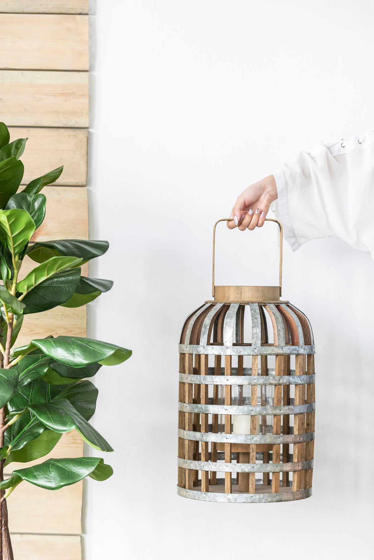Decorative Lantern With Handle, Wooden Lantern For Indoor Outdoor, Home Garden Wedding