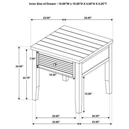 Sutter - 1 Drawer Square End Table - Dark Brown