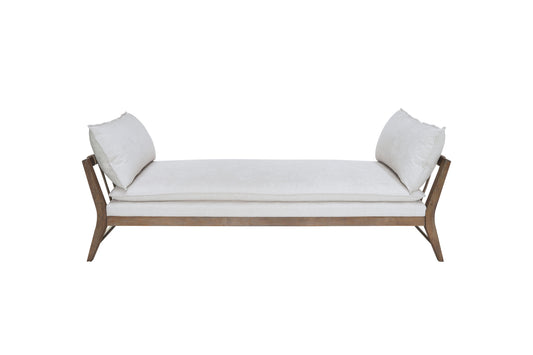 Sofá cama con detalle de correa de cuero - Blanco