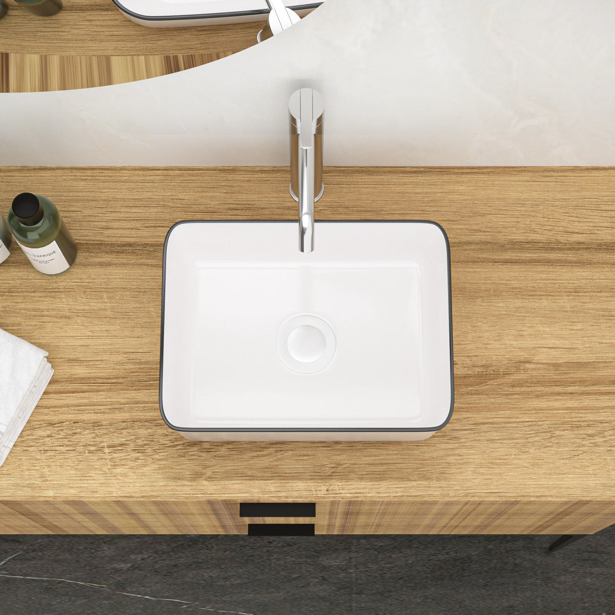 Modern European Style Ceramic Rectangular Vessel Bathroom Sink