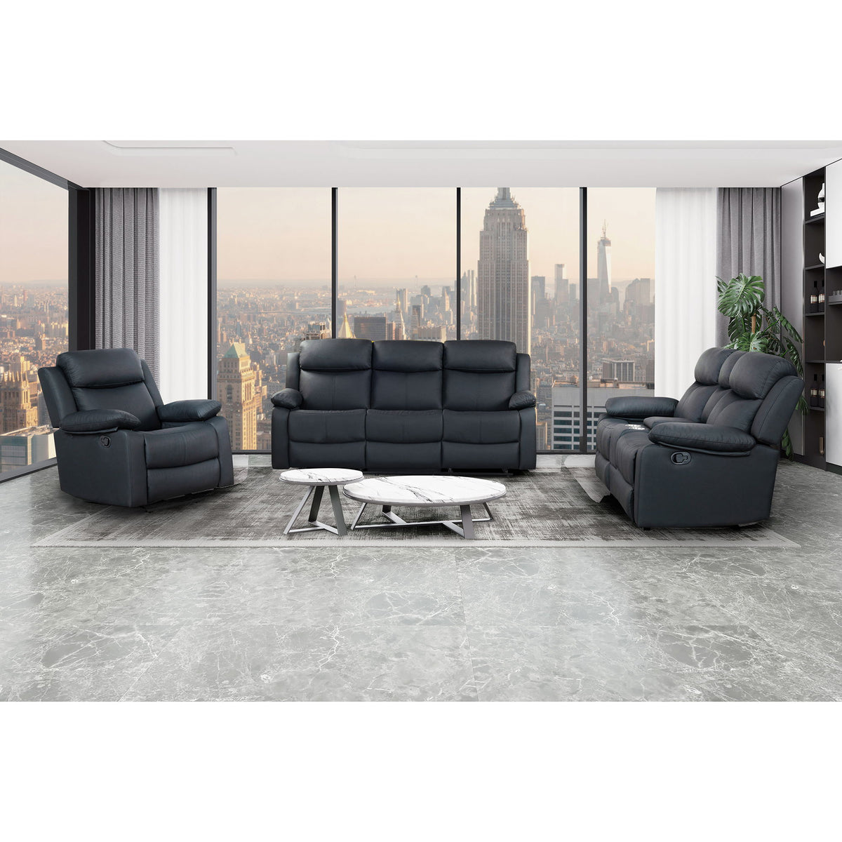 Blanche - Reclining Set With LED Lights, Speaker
