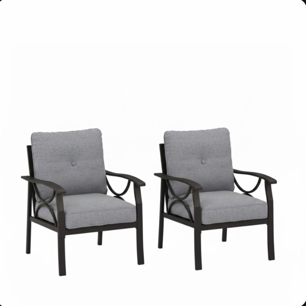 All-Weather Armchairs With Cushions, Modern Sculptural Design (Set of 2)