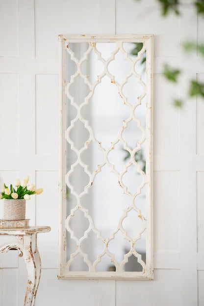 Espejo de suelo envejecido, espejo de cuerpo entero para baño, dormitorio y sala de estar, blanco