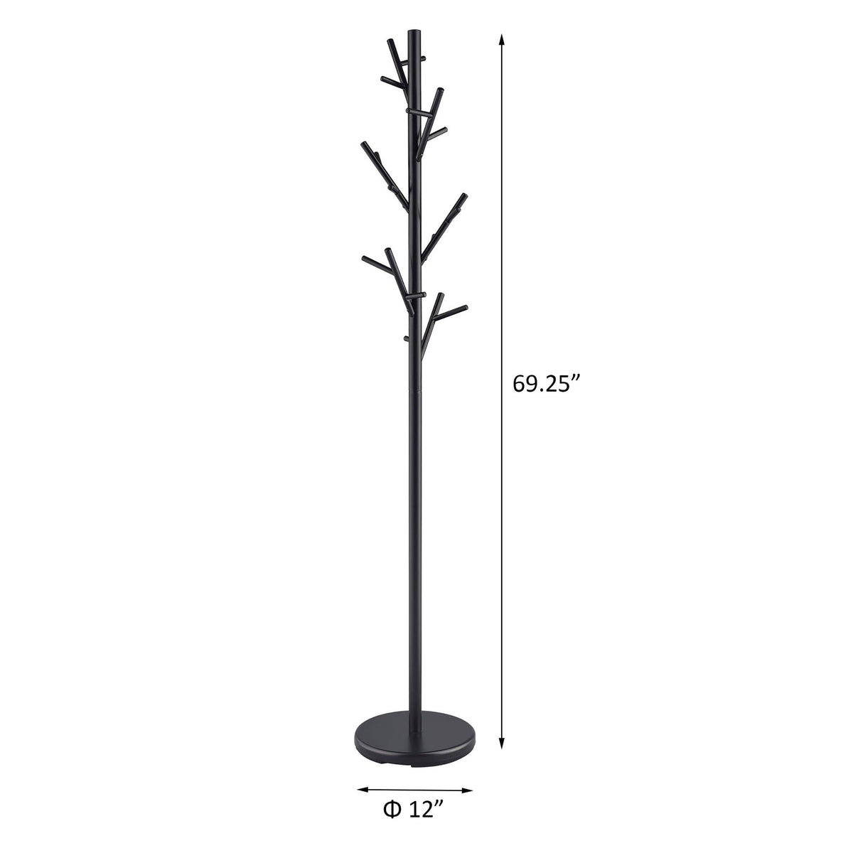 Tree Branch Coat Rack With 18 Hooks - Black