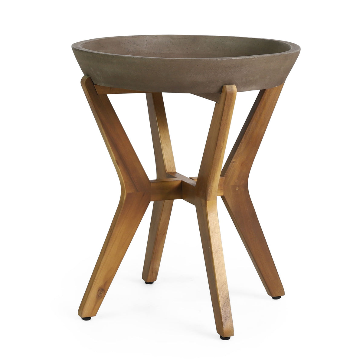 Yukon - Contemporary Side Table With Lightweight Concrete Top And Acacia Wood Frame - Gray