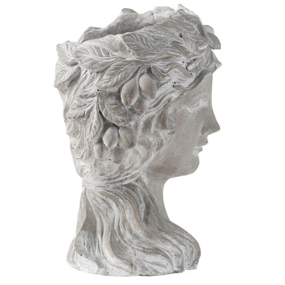 Maceta de pared con busto de cemento, ideal para decoración de interiores y exteriores, 8 unidades, color gris