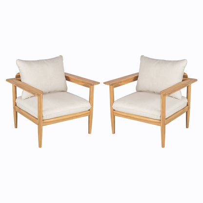 Terassi - Outdoor Lounge Chair (Set of 2) With Cushions - Beige / Light Teak