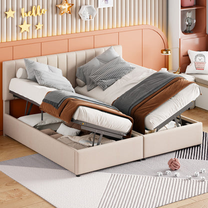 Upholstered Platform Bed With A Hydraulic Storage System