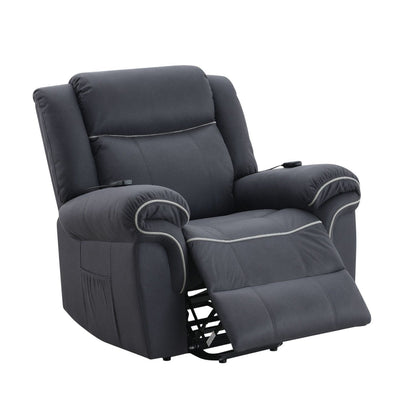Domana - Sillón reclinable eléctrico Nirion de microfibra pulida con calefacción y elevación - Azul oscuro