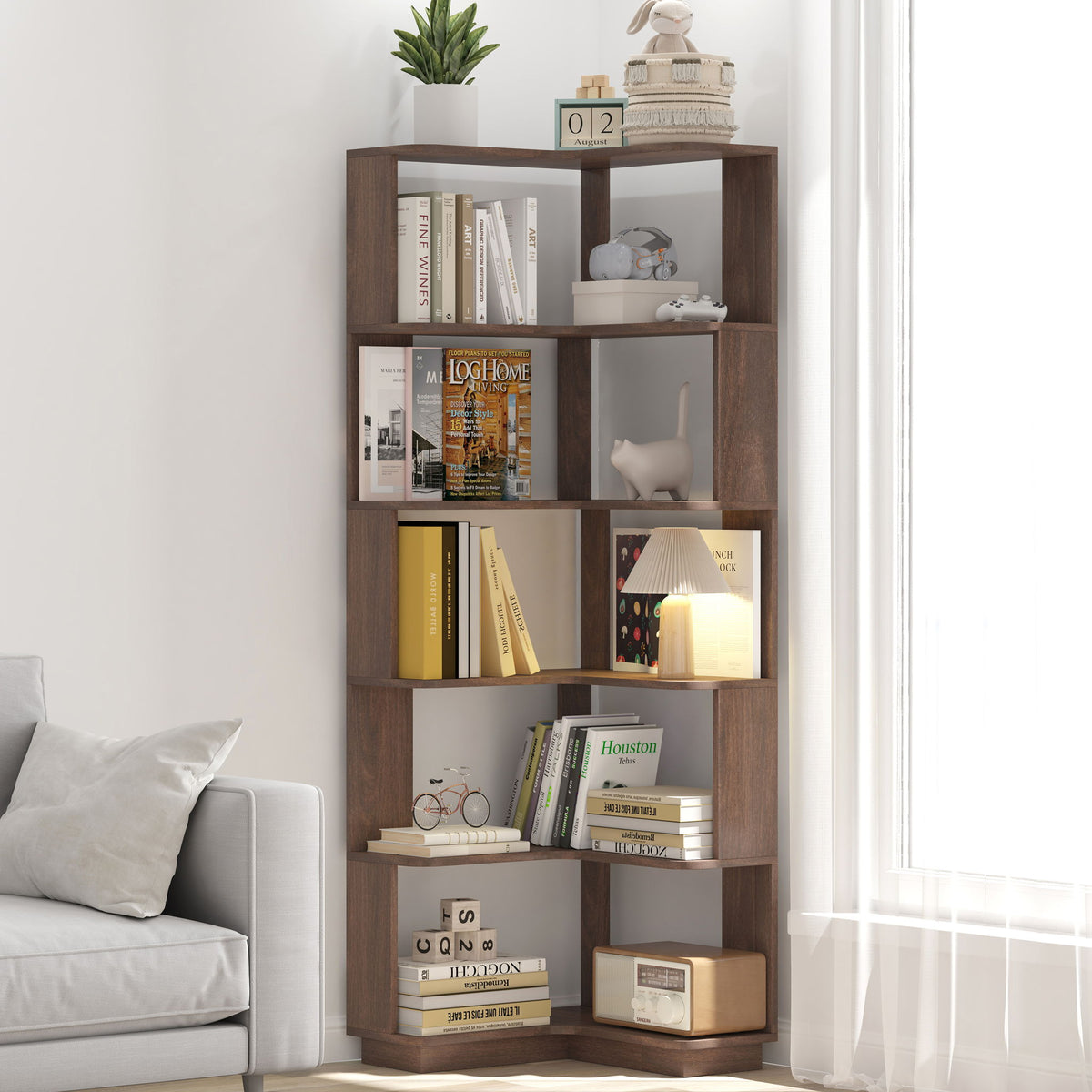 L-Shaped Design Corner Bookshelf
