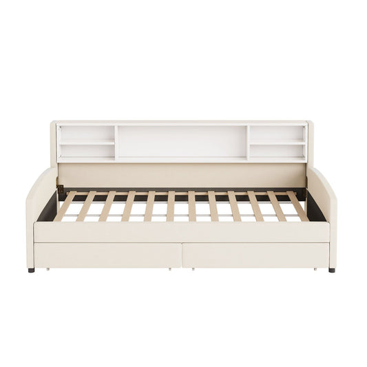 Luxurious Upholstered Platform Bed With Storage Drawers
