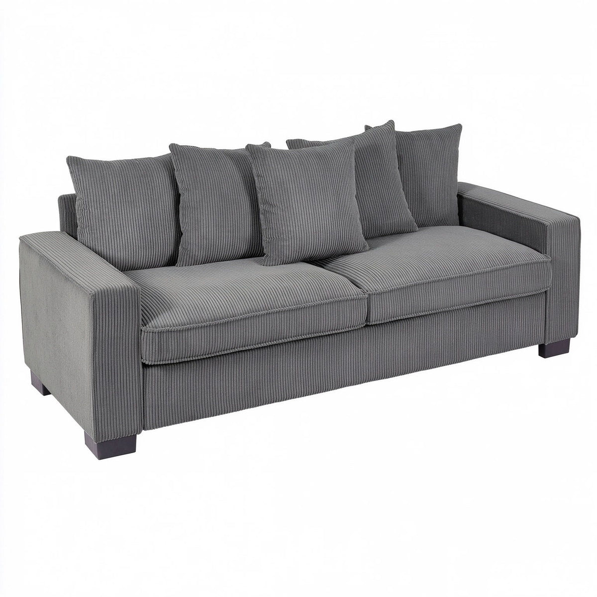 Luxe Sofa With 5 Matching Toss Pillows, Sleek Design, Spacious And Comfortable 3 Seater Couch