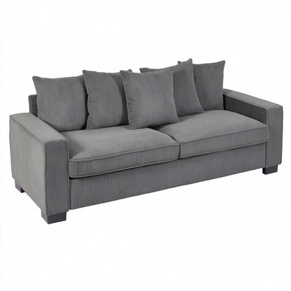 Luxe Sofa With 5 Matching Toss Pillows, Sleek Design, Spacious And Comfortable 3 Seater Couch