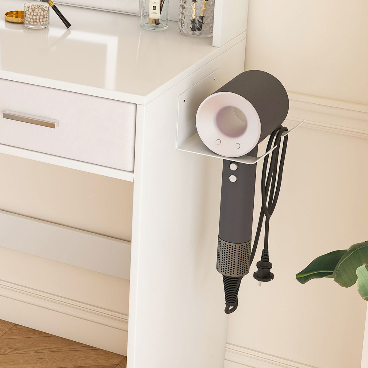 Elegant LED Mirror Vanity Dressing Table With Adjustable Lights, Drawers & Storage - White