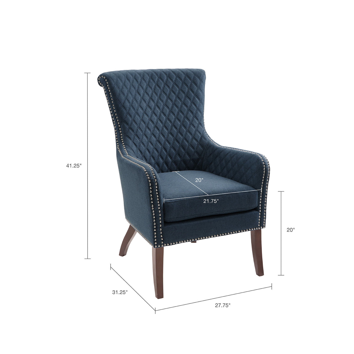 Accent Chair With Quilted Back - Dark Blue