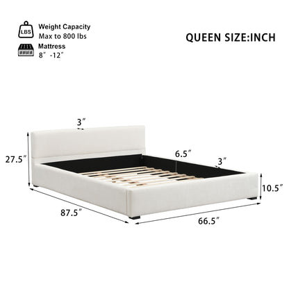 Queen Bed Wide Edge With Soft Upholstery - Beige