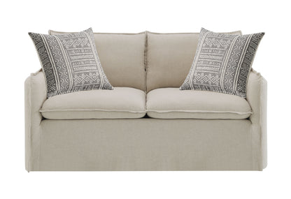 Upendo - Loveseat de lino estampado con dos cojines - Beige