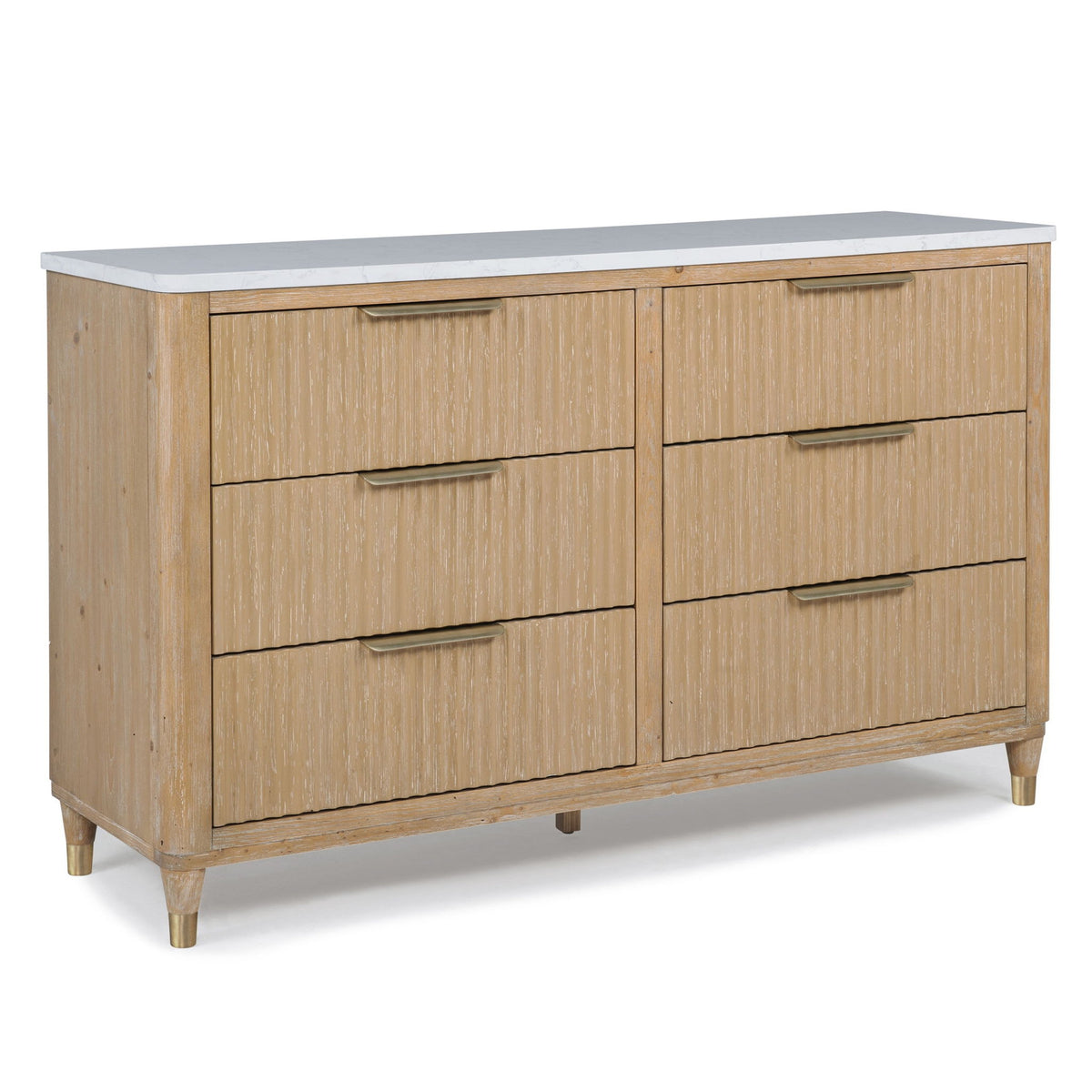 6 Drawers Dresser With Accented Hardware - Natural Wood