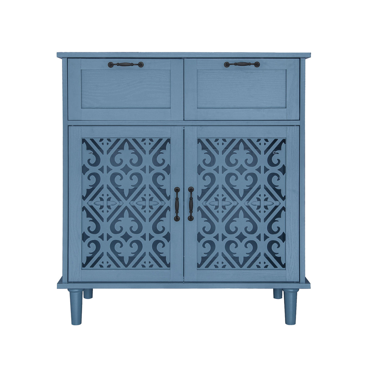 2 Door 2 Drawer Cabinet, American Furniture, Suitable For Bedroom, Living Room, Study - Blue