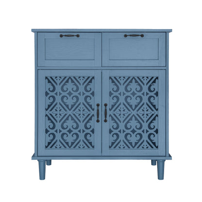 2 Door 2 Drawer Cabinet, American Furniture, Suitable For Bedroom, Living Room, Study - Blue