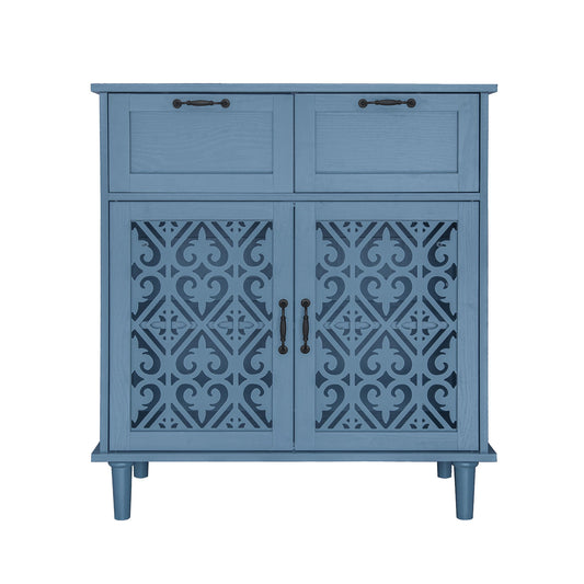 2 Door 2 Drawer Cabinet, American Furniture, Suitable For Bedroom, Living Room, Study - Blue