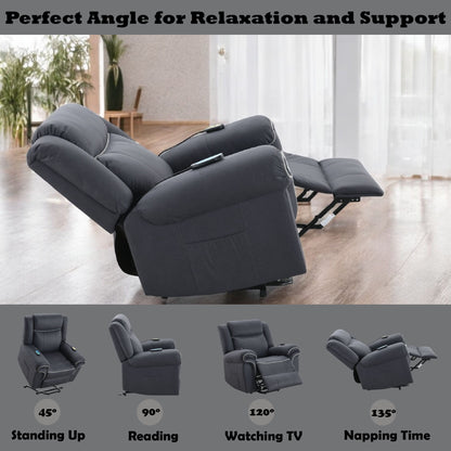 Domana - Sillón reclinable eléctrico Nirion de microfibra pulida con calefacción y elevación - Azul oscuro