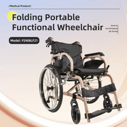Premium Lightweight Foldable Transport Wheelchair For Adults