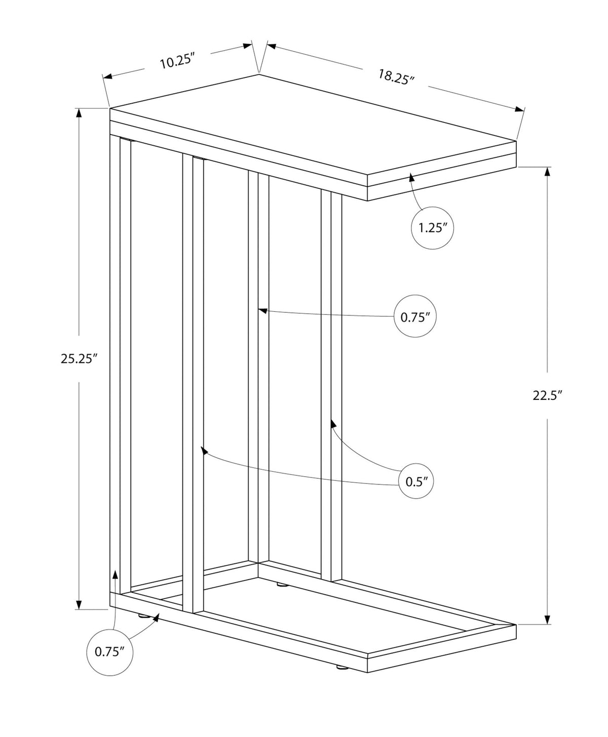 Mesa auxiliar en forma de C, vidrio templado, diseño elegante, contemporáneo y moderno.