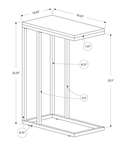 Mesa auxiliar en forma de C, vidrio templado, diseño elegante, contemporáneo y moderno.