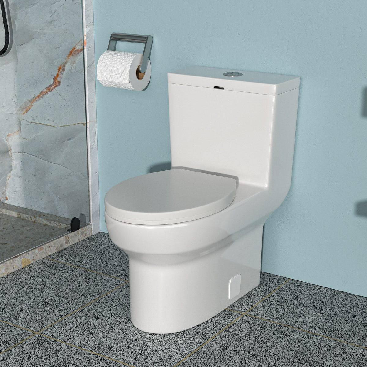 1 Piece Toilet & Dual Flush, Soft Closing Seat - White