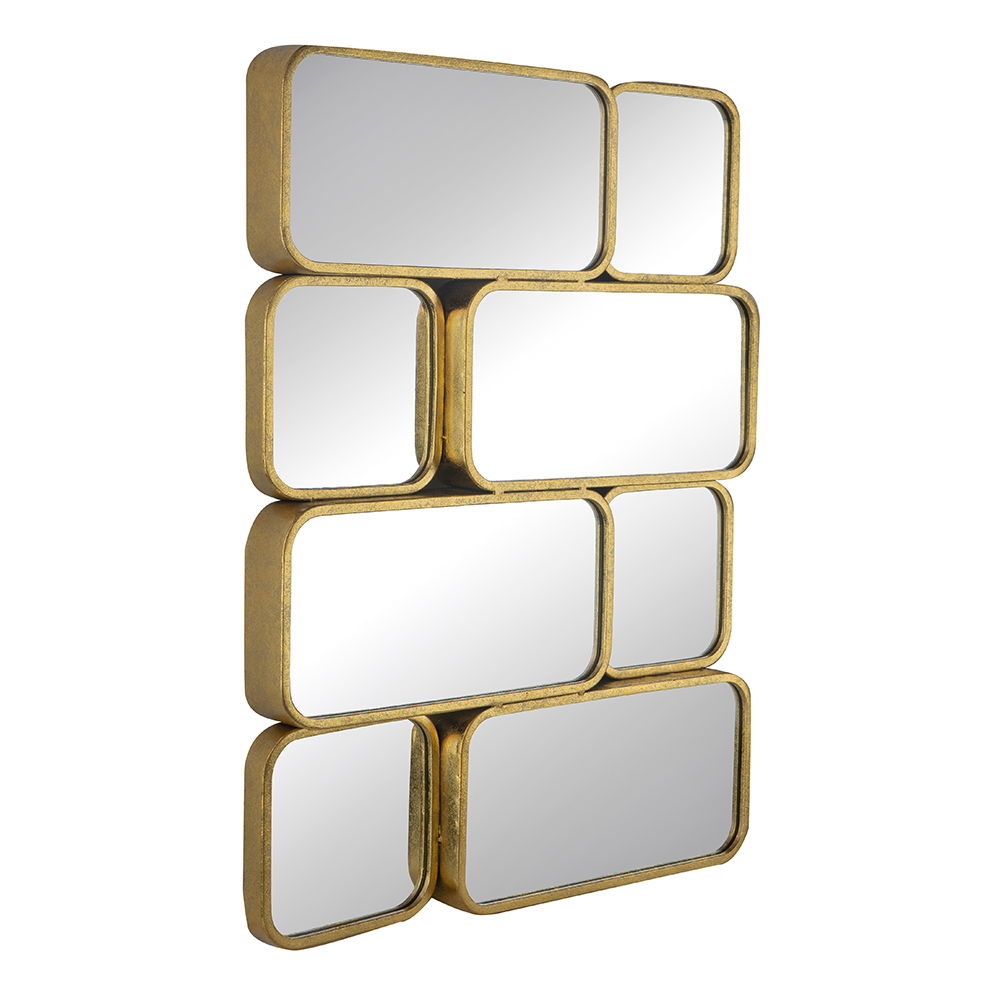 Espejo rectangular decorativo con marco de metal para dormitorio, vestidor, pasillo o sala de estar - Dorado