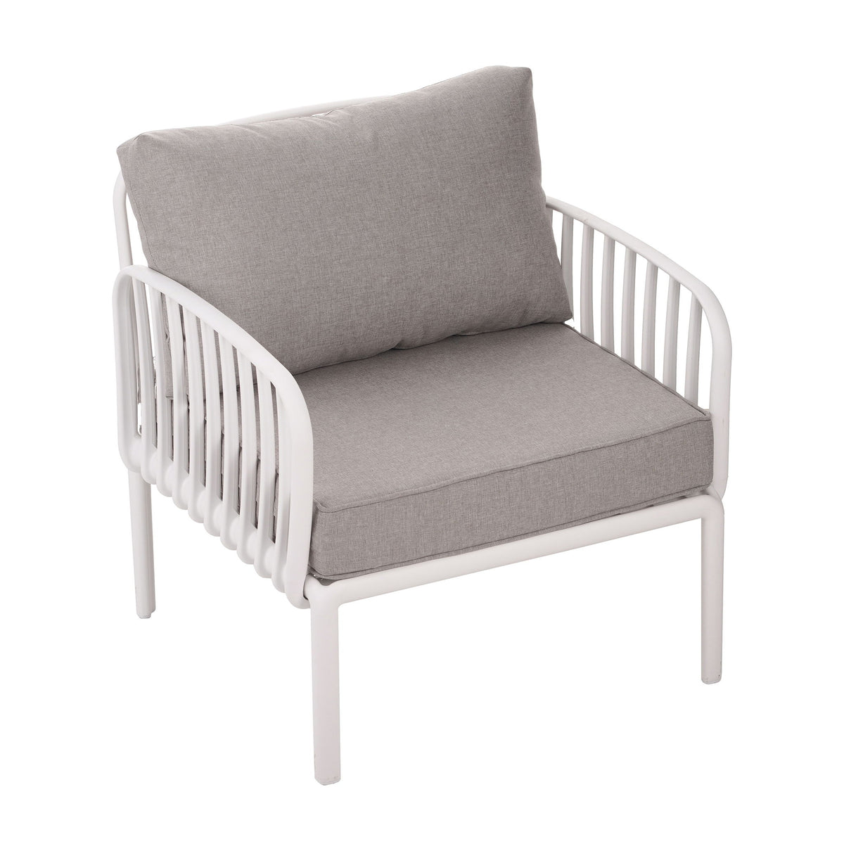 Outdoor Patio Club Chair, Modern Patio Furniture, Waterproof Thick Cushion Deep Seating For Porch, Balcony - White / Gray