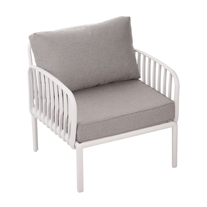 Outdoor Patio Club Chair, Modern Patio Furniture, Waterproof Thick Cushion Deep Seating For Porch, Balcony - White / Gray