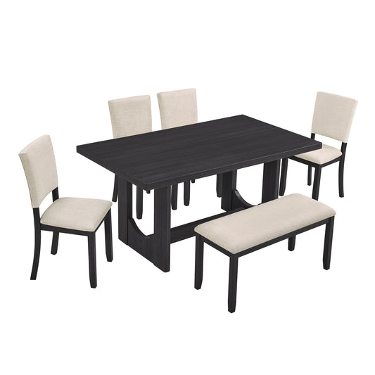 Dining Table Set, Rectangular Kitchen Table With Upholstered Chairs