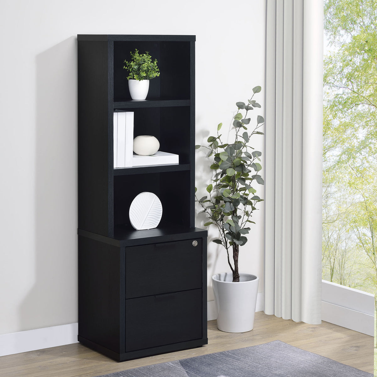 Geary - 3 Shelf Bookcase With USB Charging And Lockable Top Drawer