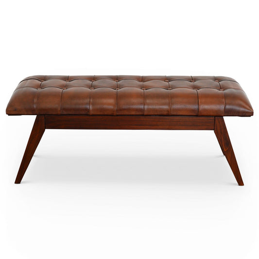 Maja - Banco de cuero de mediados de siglo - Coñac/Marrón oscuro