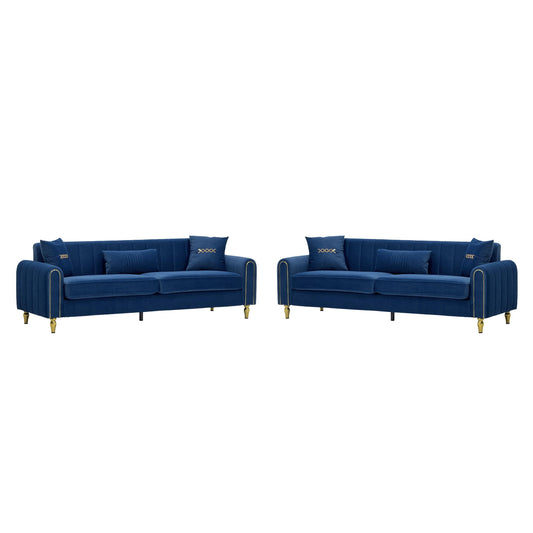 2 Piece Sofa 3 Seater Sofas Set - Blue