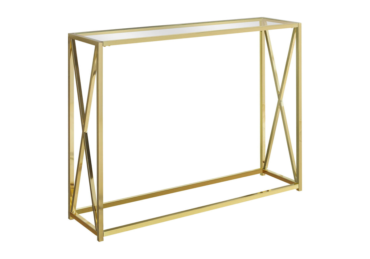 Consola decorativa para entrada, contemporánea y moderna, dorada
