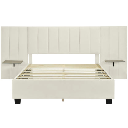 Upholstered Platform Bed With Big Headboard