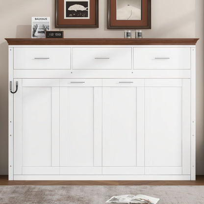 Twin Size Murphy Bed With 3 Drawers - White