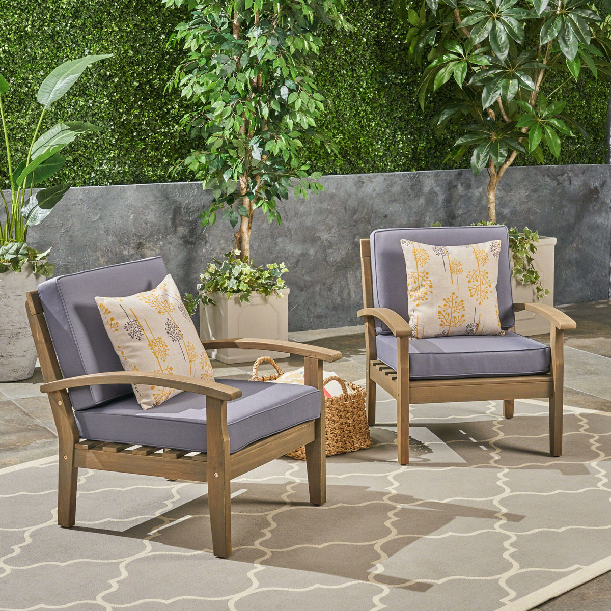 Peyton Club Chair Outdoor Seating Acacia Wood 32.25 X 28.00 X 31.25"