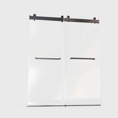 Frameless Double Sliding Soft-Close Shower Door, 3 / 8" (10Mm) Thick SGCC Tempered Glass Door, Matte