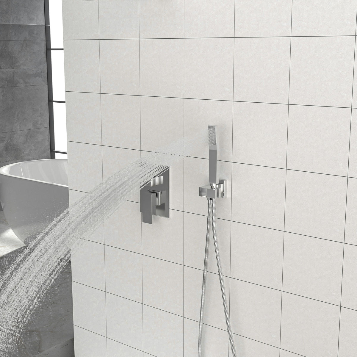 Dual Shower Head System With 12" Square Rain Shower And Rough In Valve