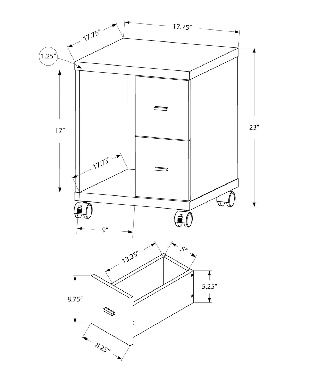Oficina, archivador, carrito para impresora, archivador rodante, móvil, almacenamiento, contemporáneo y moderno