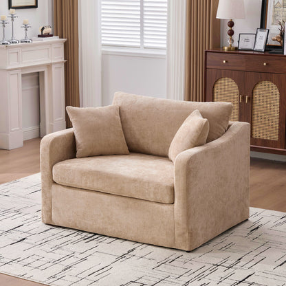 Farmhouse Accent Chair With 2 Bolster Pillows