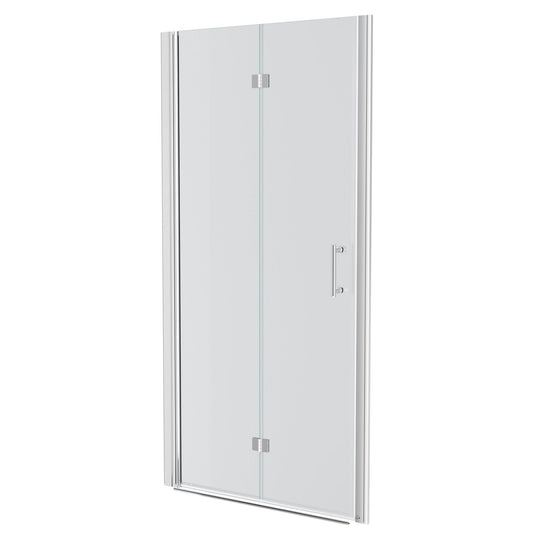 Fold Frameless Shower Door With Tempered Glass - Chrome