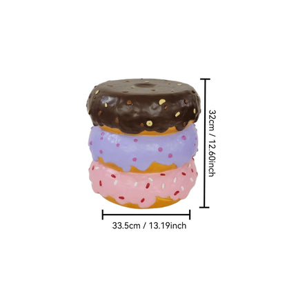 Stacked Donut Stool With Sprinkles Detail, Figurine Seat For Indoor Outdoor Decor - Light Natural